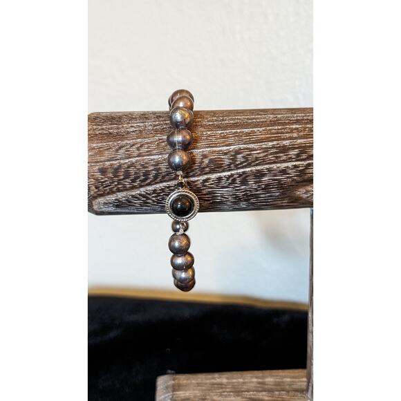 Natural Freshwater Pearl Bracelet W/ Slide In Fancy Clasp - Picture 8 of 9